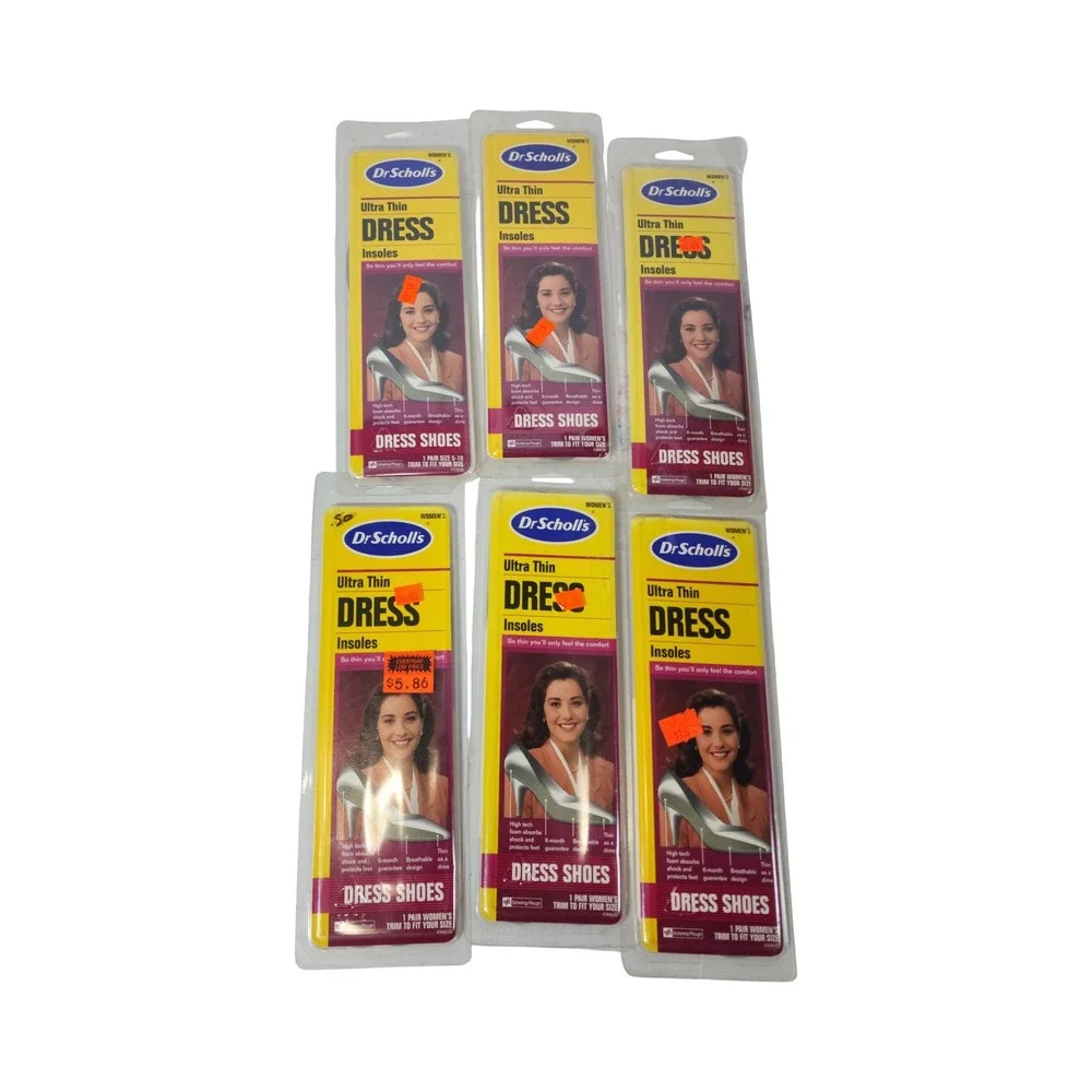 Lot of 6 Dr Scholls Ultra Thin Insoles Womens Size 5-10 Trim to Fit Vintage